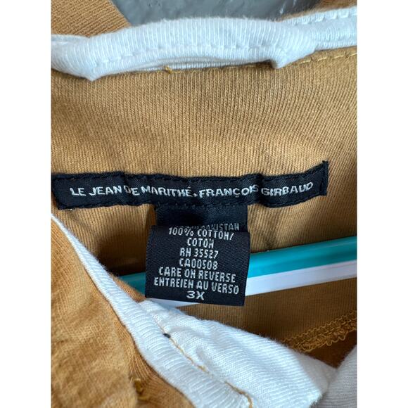 Marithe Francois Girbaud Polo Shirt Mens Spellout Signature Gold Vintage Size 3X - Picture 3 of 5